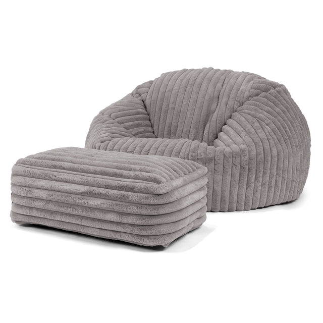 Classic Sofa Bean Bag - Ultra Plush Cord Grey 02