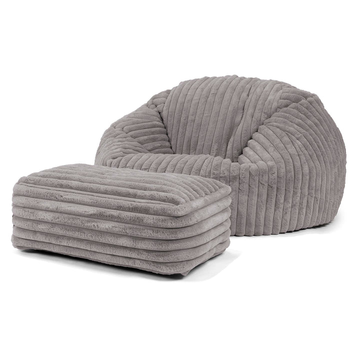 Classic Sofa Bean Bag - Ultra Plush Cord Grey 02