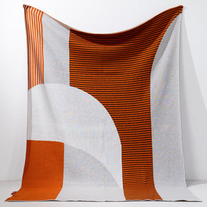 Throw / Blanket - Cotton Blend Colourblock Abstract Orange