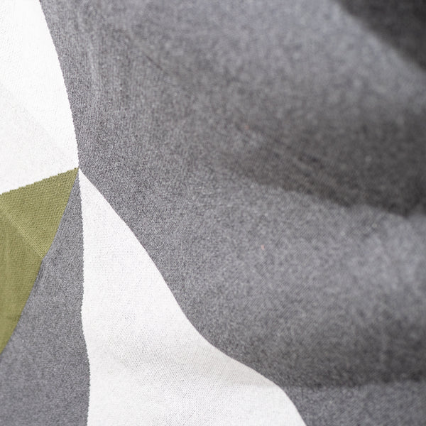 Throw / Blanket - Cotton Blend Colourblock Abstract Grey Fabric Close-up Image