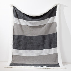 Throw / Blanket - Cotton Blend Colourblock Grey