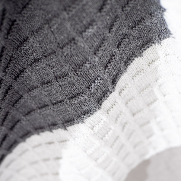 Throw / Blanket - Cotton Blend Colourblock Grey Fabric Close-up Image