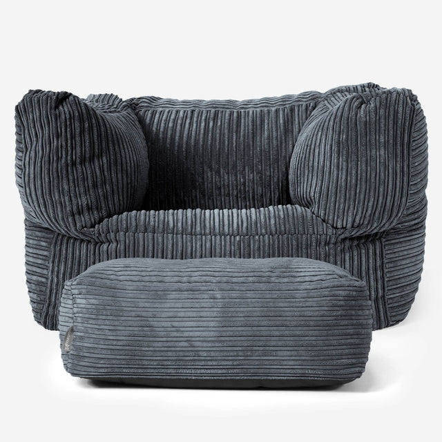 Albert Bean Bag Armchair - Cord Slate Grey 02