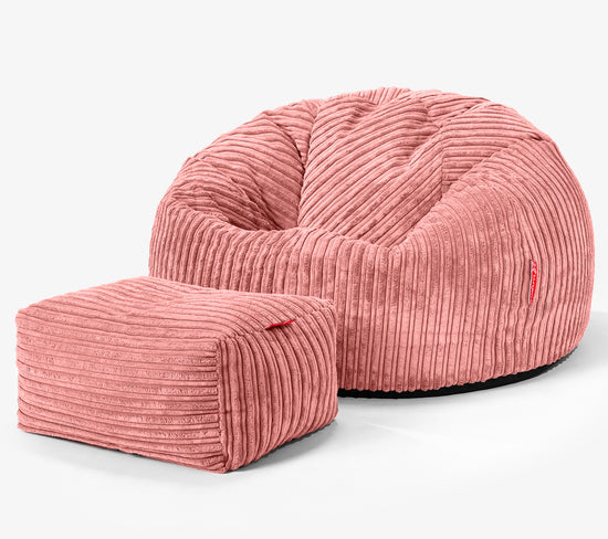 Classic Bean Bag Chair - Cord Peach 02