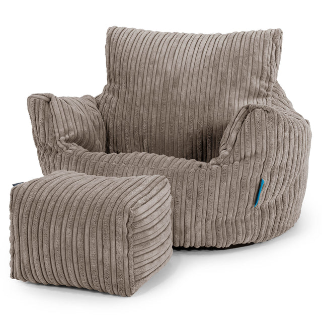 Kids Armchair Bean Bag for Toddlers 1-3 yr - Cord Dovetail Grey 02