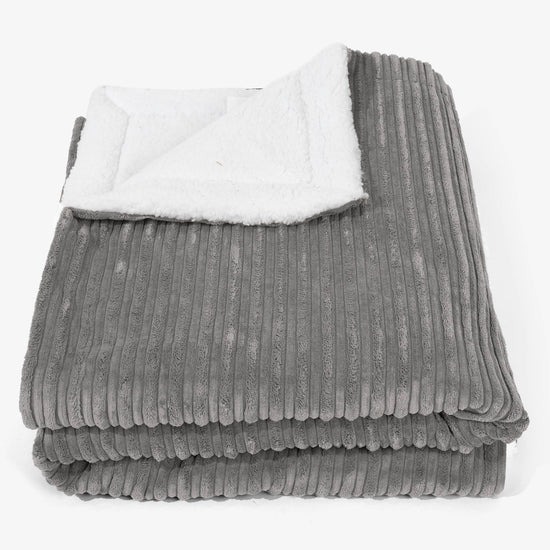 Large Sherpa Throw / Blanket 140 x 200cm - Cord Graphite Grey 01