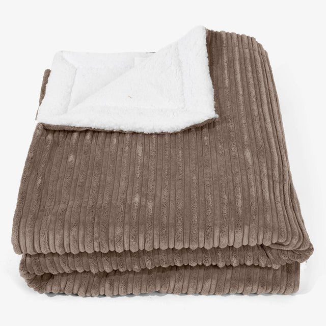 Large Sherpa Throw / Blanket 140 x 200cm - Cord Mocha Brown 01