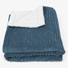 Large Sherpa Throw / Blanket 140 x 200cm - Cord Navy Blue 01