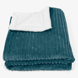 Large Sherpa Throw / Blanket 140 x 200cm - Cord Teal Blue