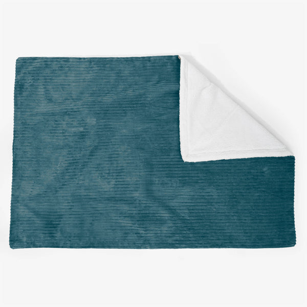 Large Sherpa Throw / Blanket 140 x 200cm - Cord Teal Blue 01