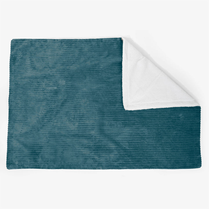 Large Sherpa Throw / Blanket 140 x 200cm - Cord Teal Blue 02