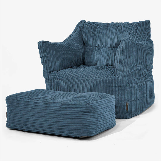 Victor Bean Bag Armchair - Cord Navy Blue 02