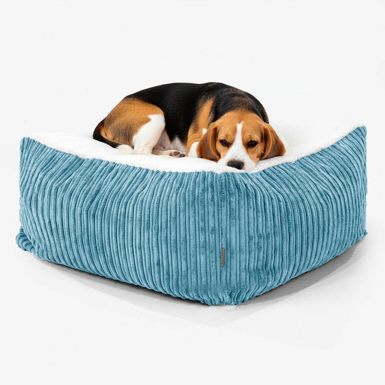 The Crash Pad Mattress Large Dog Bed - Sherpa & Cord Aegean Blue 02