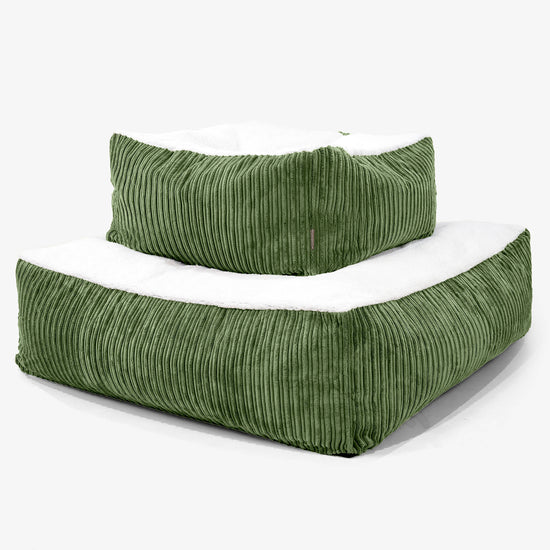 The Crash Pad Mattress Large Dog Bed - Sherpa & Cord Forest Green 03