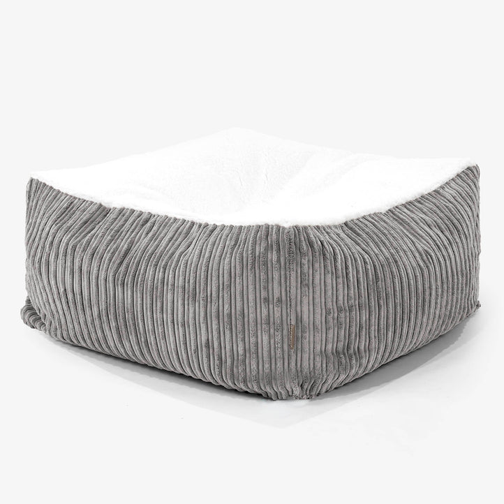 The Crash Pad Mattress Large Dog Bed - Sherpa & Cord Graphite Grey 01