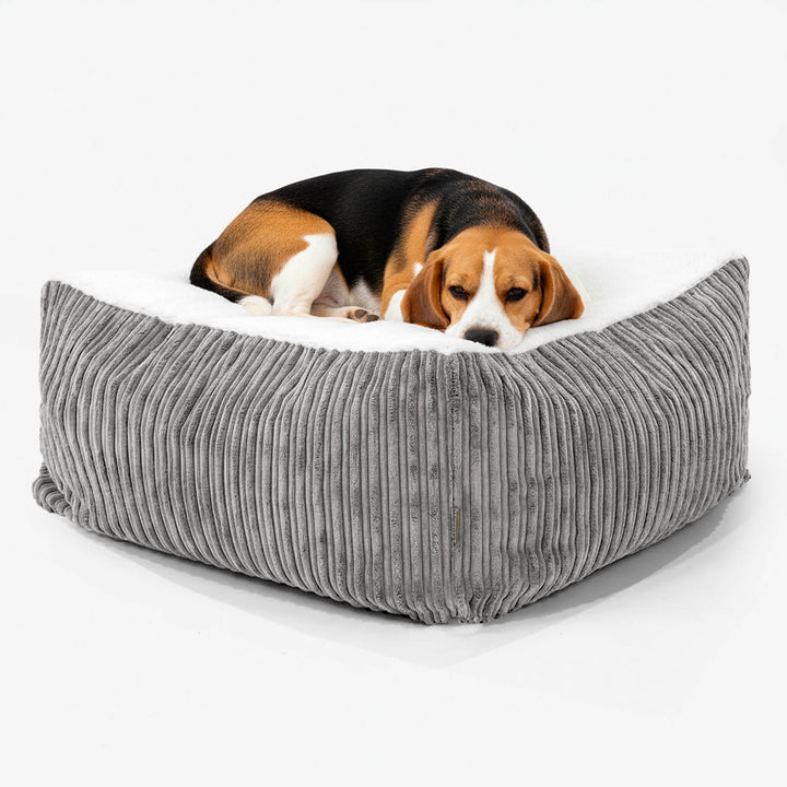 The Crash Pad Mattress Large Dog Bed - Sherpa & Cord Graphite Grey 02