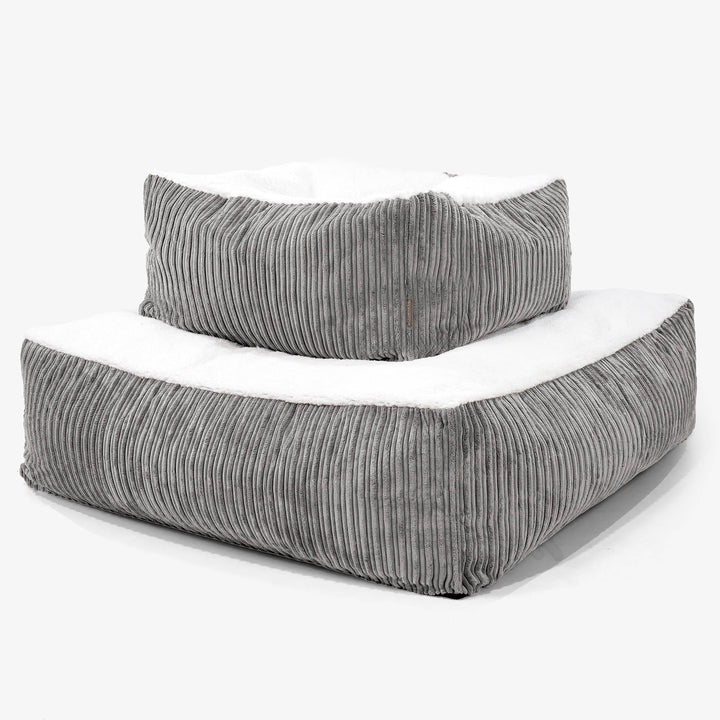 The Crash Pad Mattress Large Dog Bed - Sherpa & Cord Graphite Grey 03