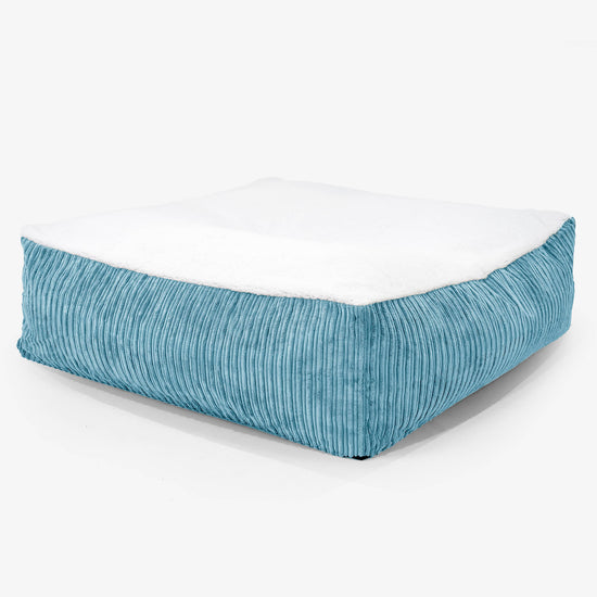 The Crash Pad Mattress XXL Dog Bed - Sherpa & Cord Aegean Blue 01