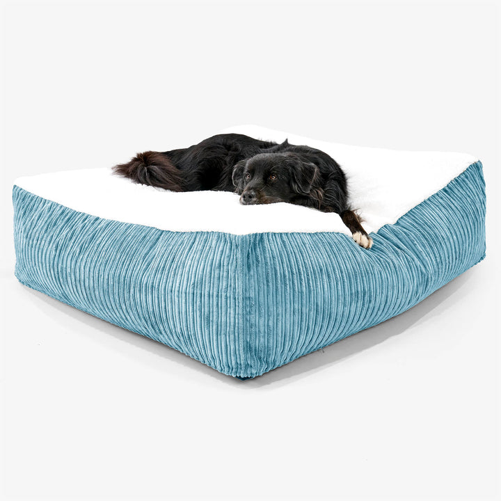 The Crash Pad Mattress XXL Dog Bed - Sherpa & Cord Aegean Blue 02