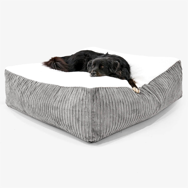 The Crash Pad Mattress XXL Dog Bed - Sherpa & Cord Graphite Grey 02