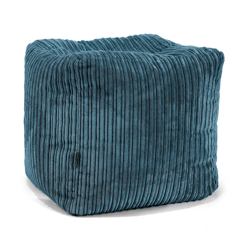 Unstuffed Pouf Ottoman Cover - Handwoven Footrest With White Piping