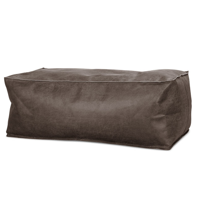 Large Footstool - Distressed Leather Natural Slate 01