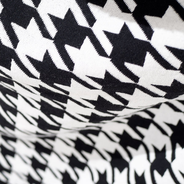 Throw / Blanket - Cotton Blend Dogtooth Black Fabric Close-up Image