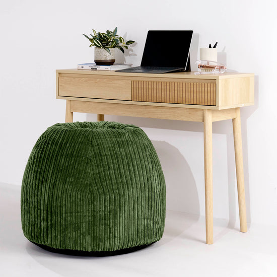 Ergonomic Office Pouf Chair - Cord Forest Green 02