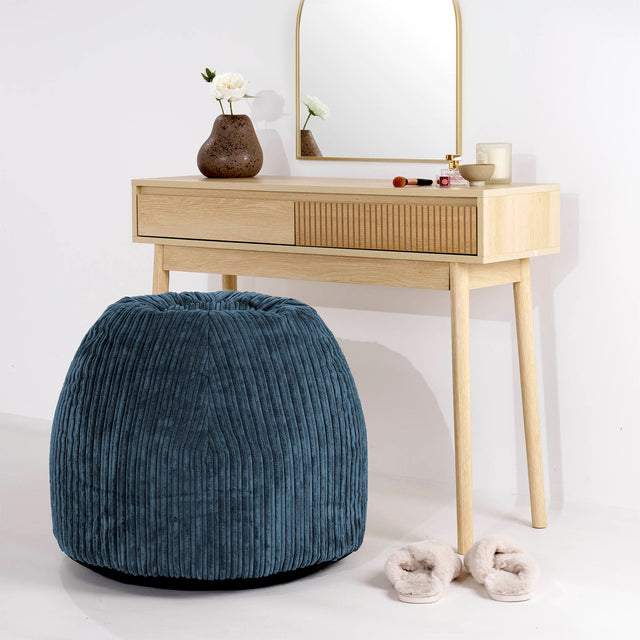 Dressing Table Pouf Stool - Cord Navy Blue 02