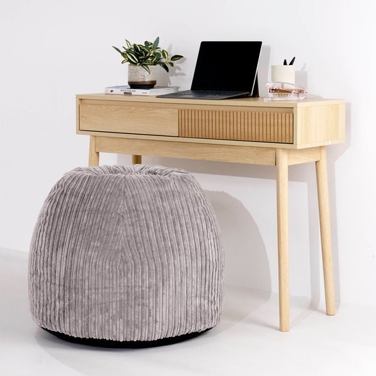 Ergonomic Office Pouf Chair - Cord Silver Grey 02