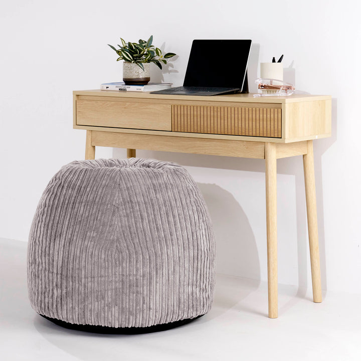 Ergonomic Office Pouf Chair - Cord Silver Grey 02