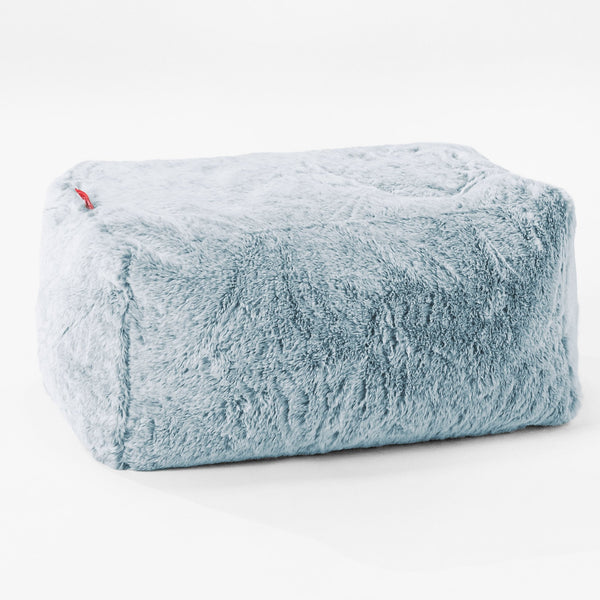Small Footstool Replacement Cover - Fluffy Faux Fur Rabbit 01