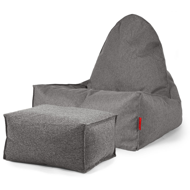 Scandi Lounger Bean Bag Chair - Interalli Wool Grey 02