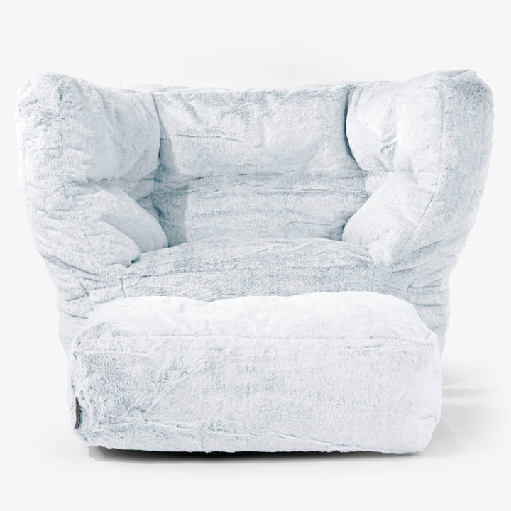 Albert Bean Bag Armchair 2.0 - Fluffy Faux Fur Rabbit Dusty Blue 02