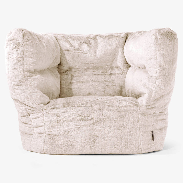 Albert Bean Bag Armchair 2.0 - Fluffy Faux Fur Rabbit Golden Brown 01