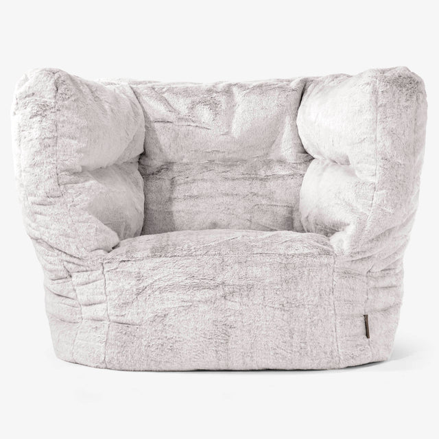 Albert Bean Bag Armchair 2.0 - Fluffy Faux Fur Rabbit Light Grey 01