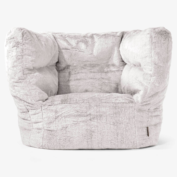 Albert Bean Bag Armchair 2.0 - Fluffy Faux Fur Rabbit Light Grey 01