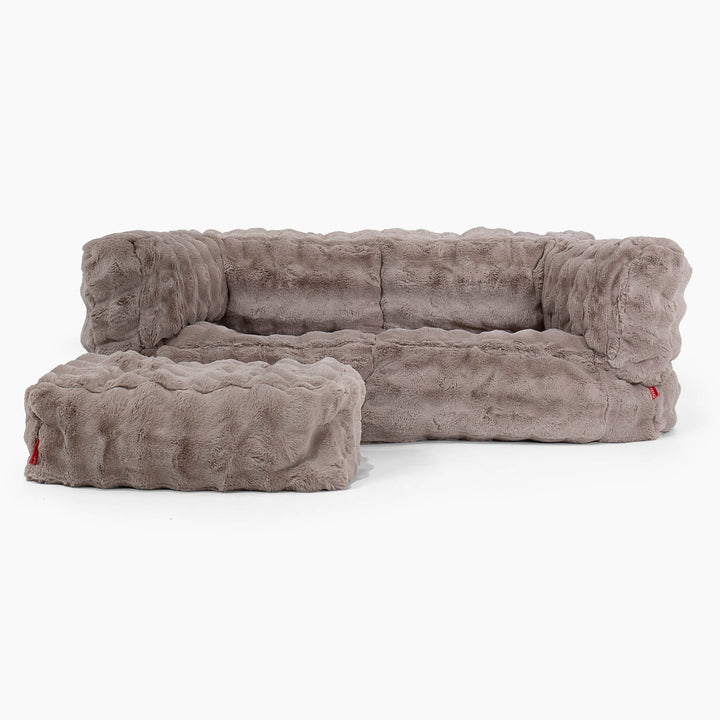 The 2 Seater Albert Sofa Bean Bag - Bubble Faux Fur Mink 02