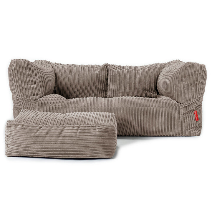 The 2 Seater Albert Sofa Bean Bag - Cord Dovetail Grey 02