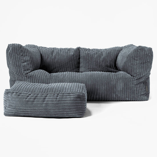 The 2 Seater Albert Sofa Bean Bag - Cord Slate Grey 02