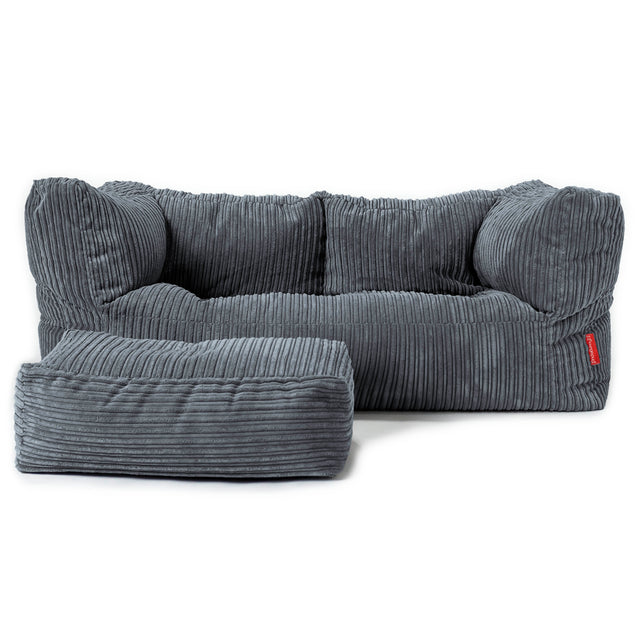 The 2 Seater Albert Sofa Bean Bag - Cord Slate Grey 02
