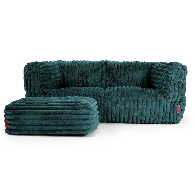 The 2 Seater Albert Sofa Bean Bag - Ultra Plush Cord Teal 02