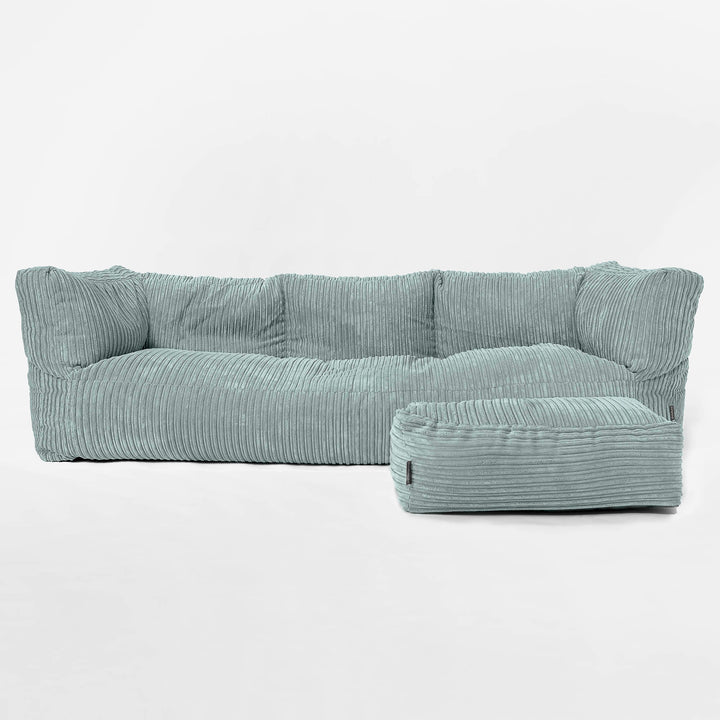 The 3 Seater Albert Sofa Bean Bag - Cord Mint Green 02