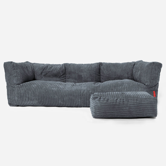 The 3 Seater Albert Sofa Bean Bag - Cord Slate Grey 02