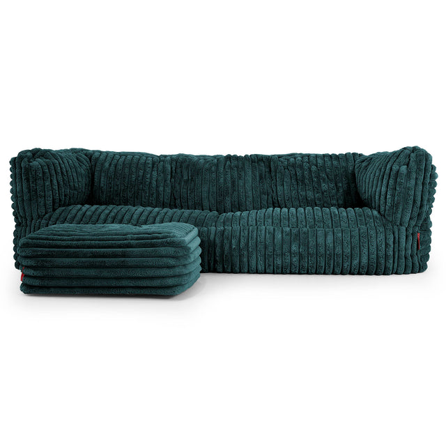 The 3 Seater Albert Sofa Bean Bag - Ultra Plush Cord Teal 02