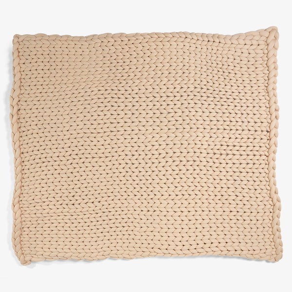 Weighted Blanket for Adults - Cotton Chunky Knit Taupe 01