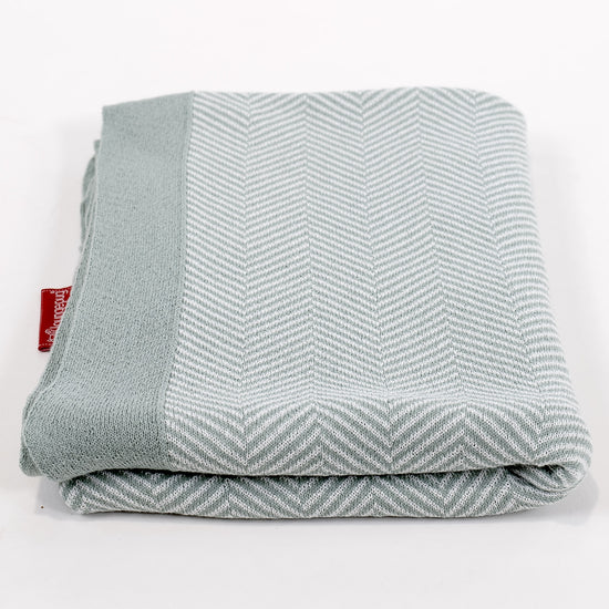 Throw / Blanket - Knitted Herringbone Duck Egg 02