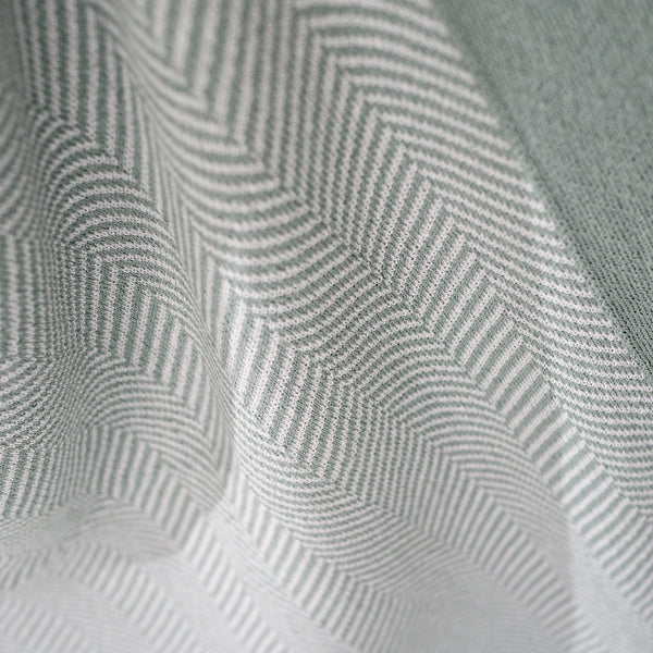 Throw / Blanket - Cotton Blend Herringbone Duck Egg Fabric Close-up Image