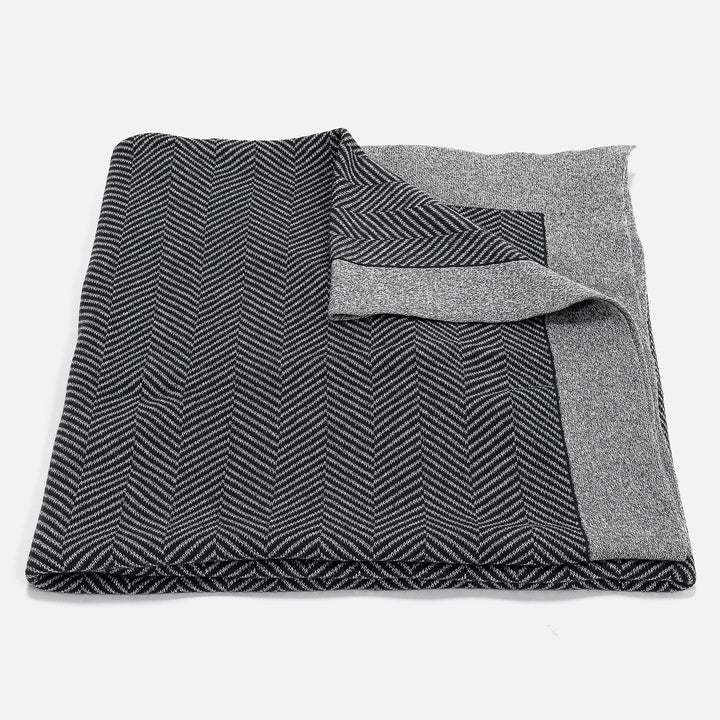 Lounge Pug Herringbone Grey Large Throw Blanket Sofa Bed 130 X 170