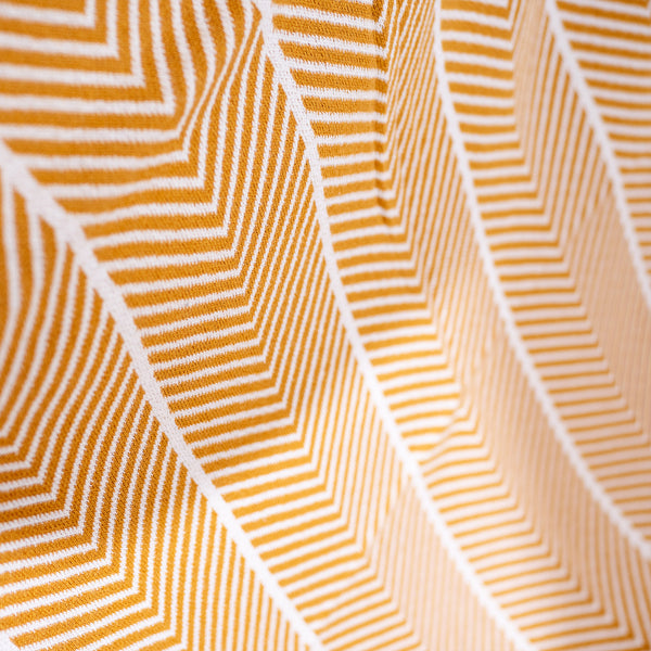 Throw / Blanket - Cotton Blend Herringbone Mustard Fabric Close-up Image